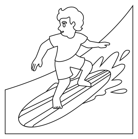 Person Surfing Emoji Coloring Page